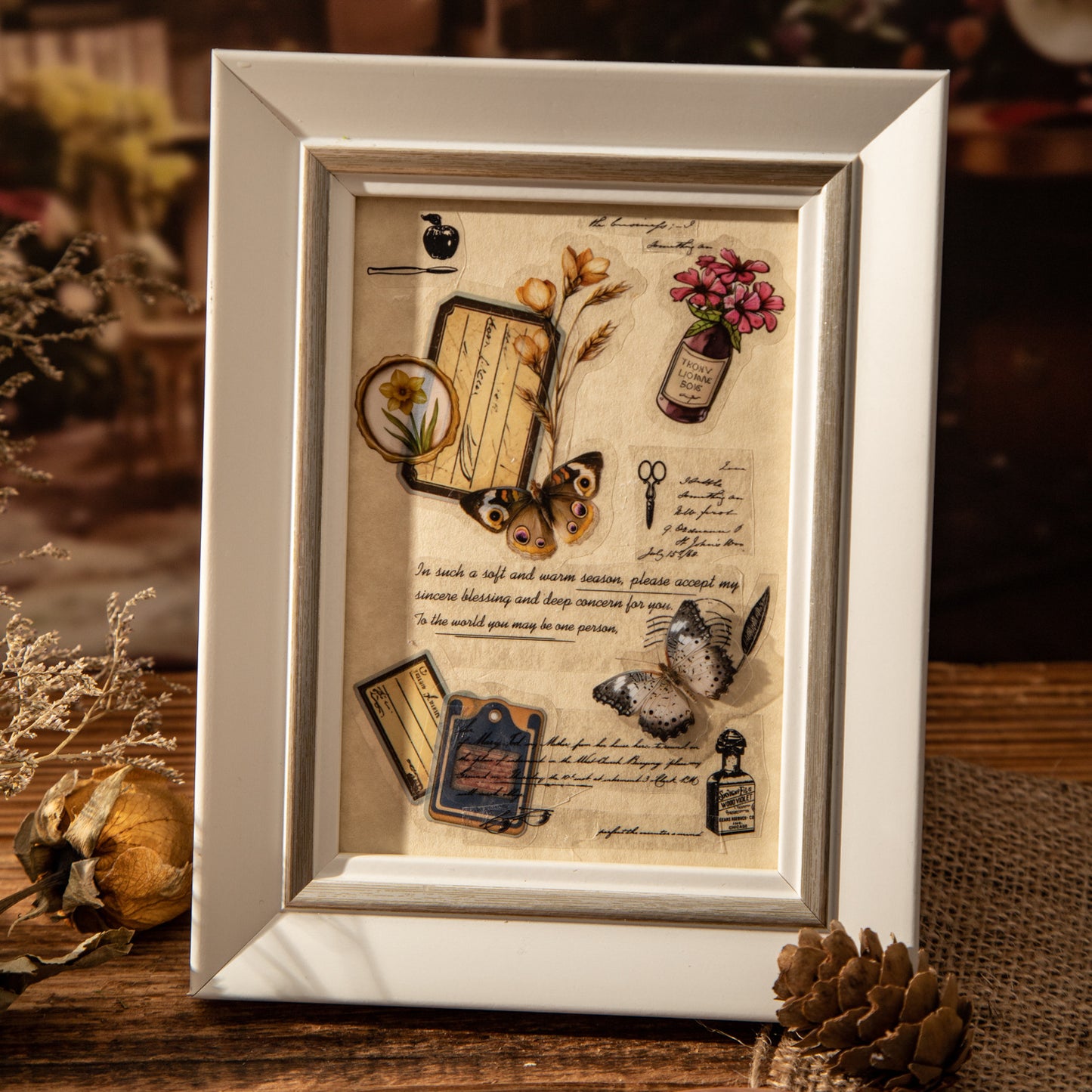 50 Pcs Flower Butterfly PET Stickers MDJM