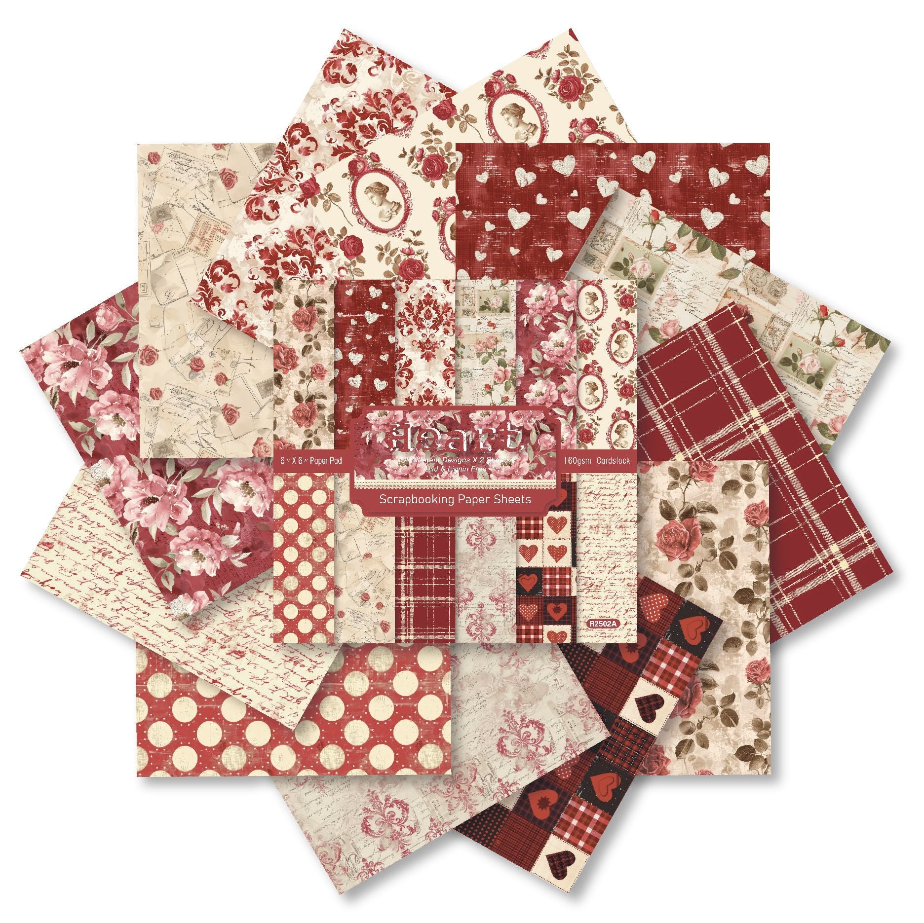 6 inch Heart Scrapbook Paper Pad SKP502