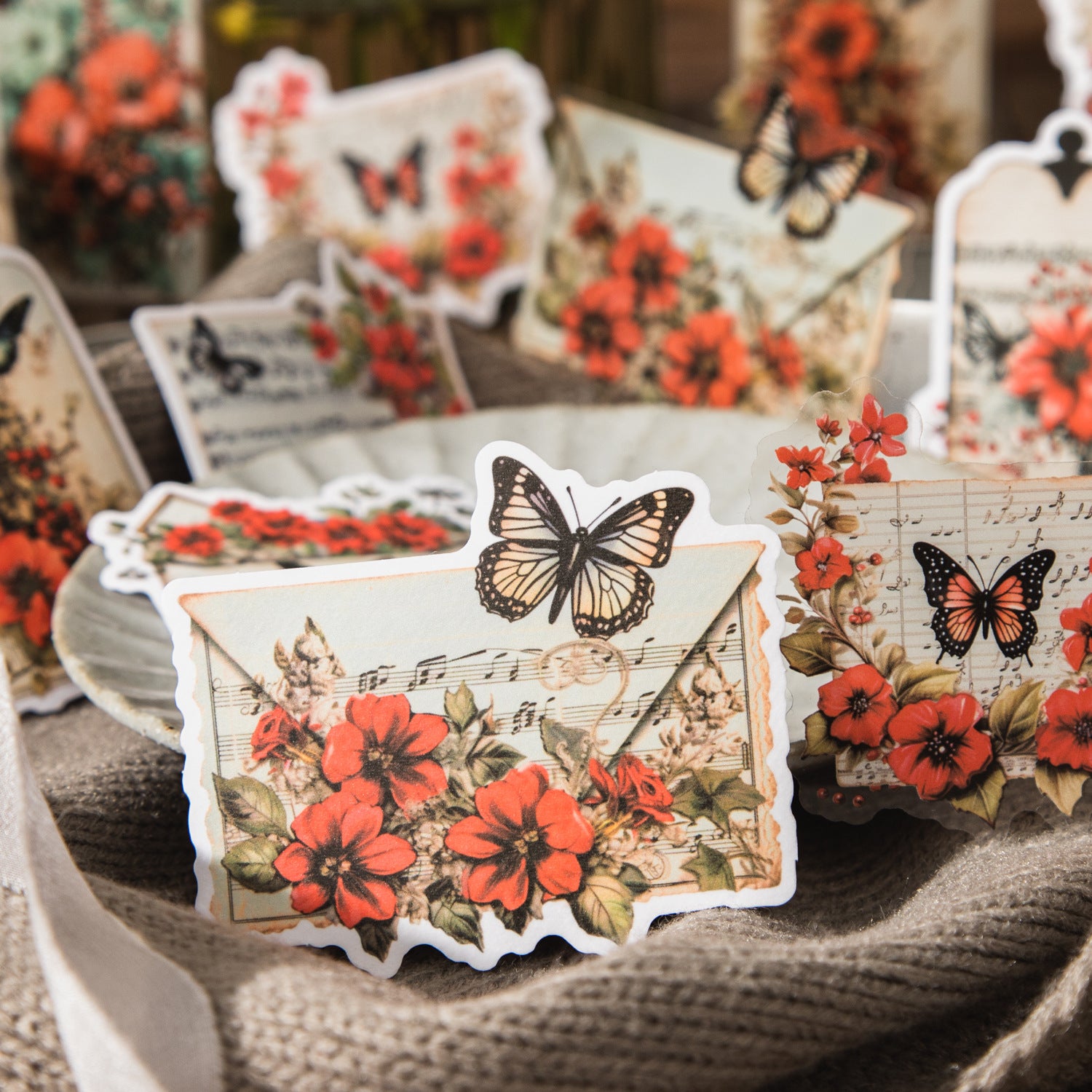 20 Pcs Flower Themed PET and Washi Stickers HDYY