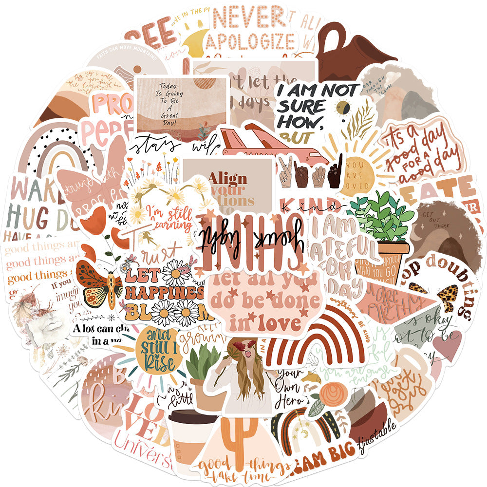 50 Pcs Vinyl Boho Quote Stickers TT152