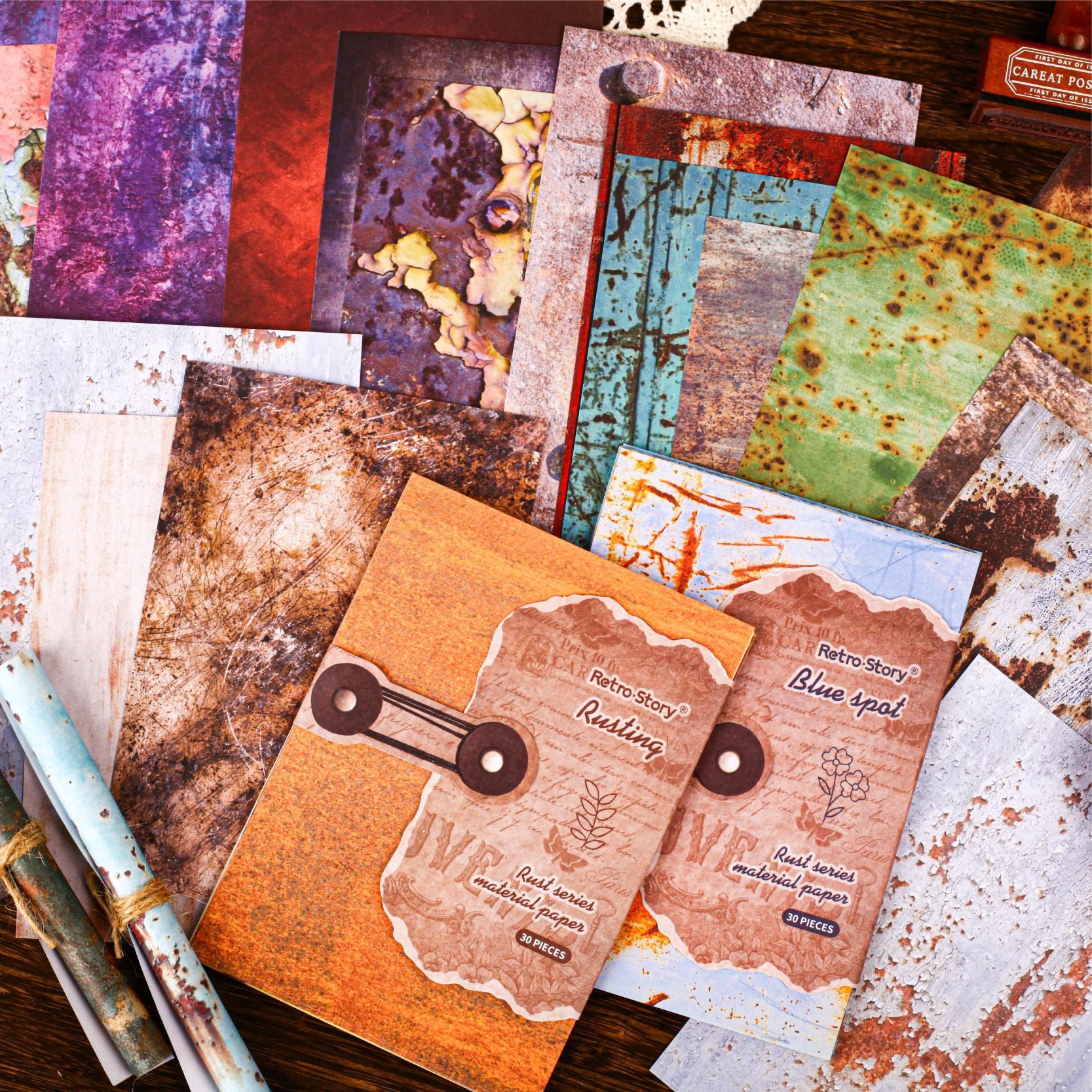 30 Pcs Rust Theme Scrapbook Paper XJXL