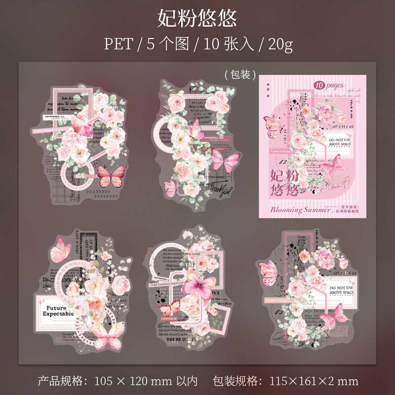 10 Pcs Butterfly and Flower PET Stickers HKSX