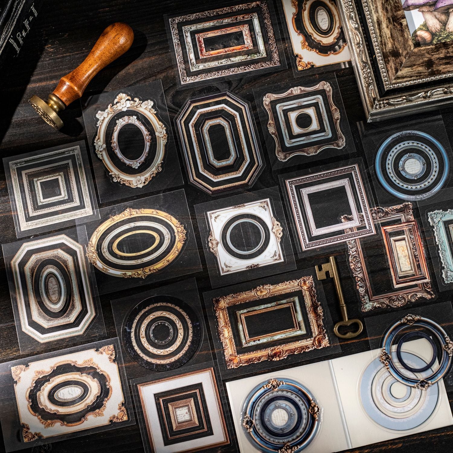 18 Sheets Vintage Frame PET Stickers Book GDBWG