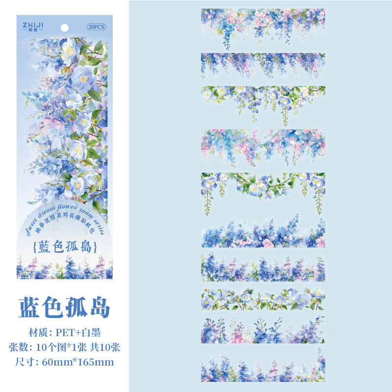 10 Pcs Flower Vine PET Stickers QMHJ