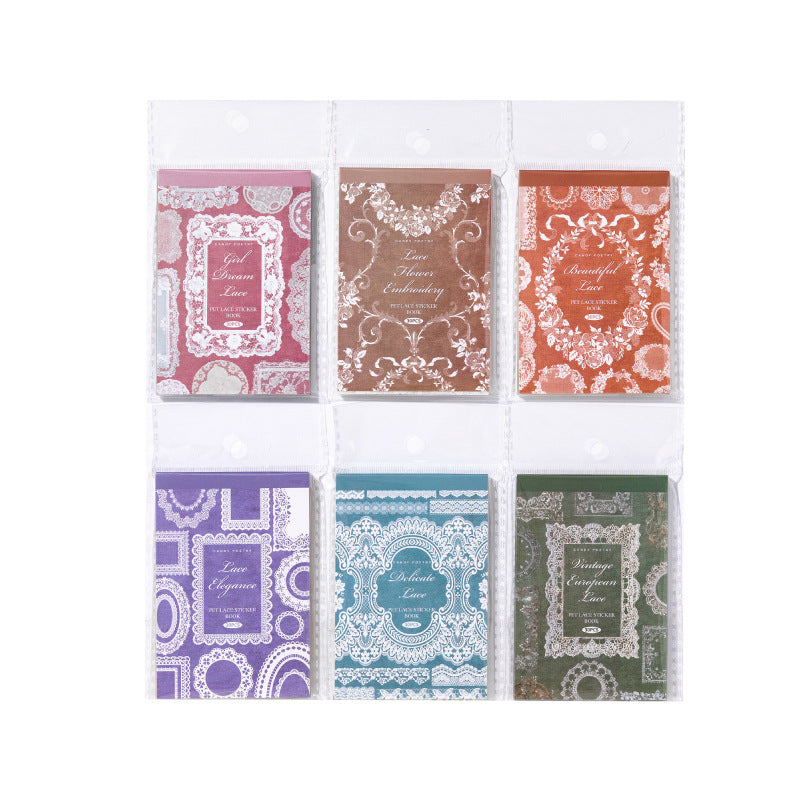 30 Sheets Lace Themed PET Stickers Book LSBWG