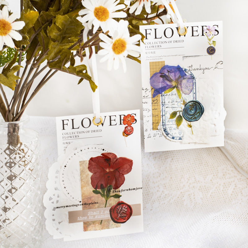 40 Pcs Vintage Pressed Flower Wax Seal Stickers- Yellow