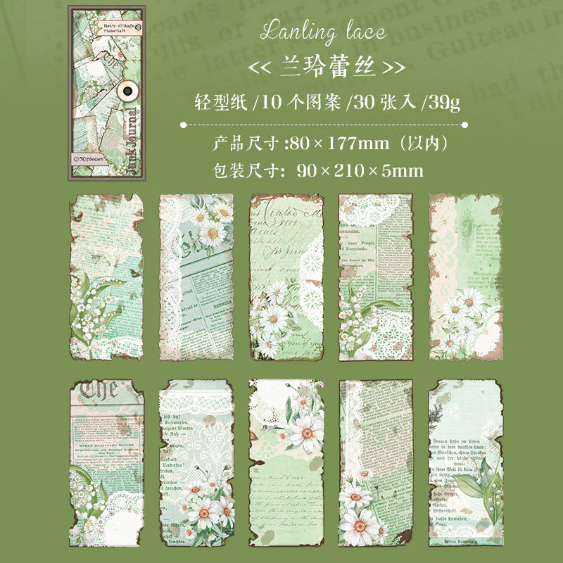 30 Pcs Vintage Scrapbook Paper JMSXL