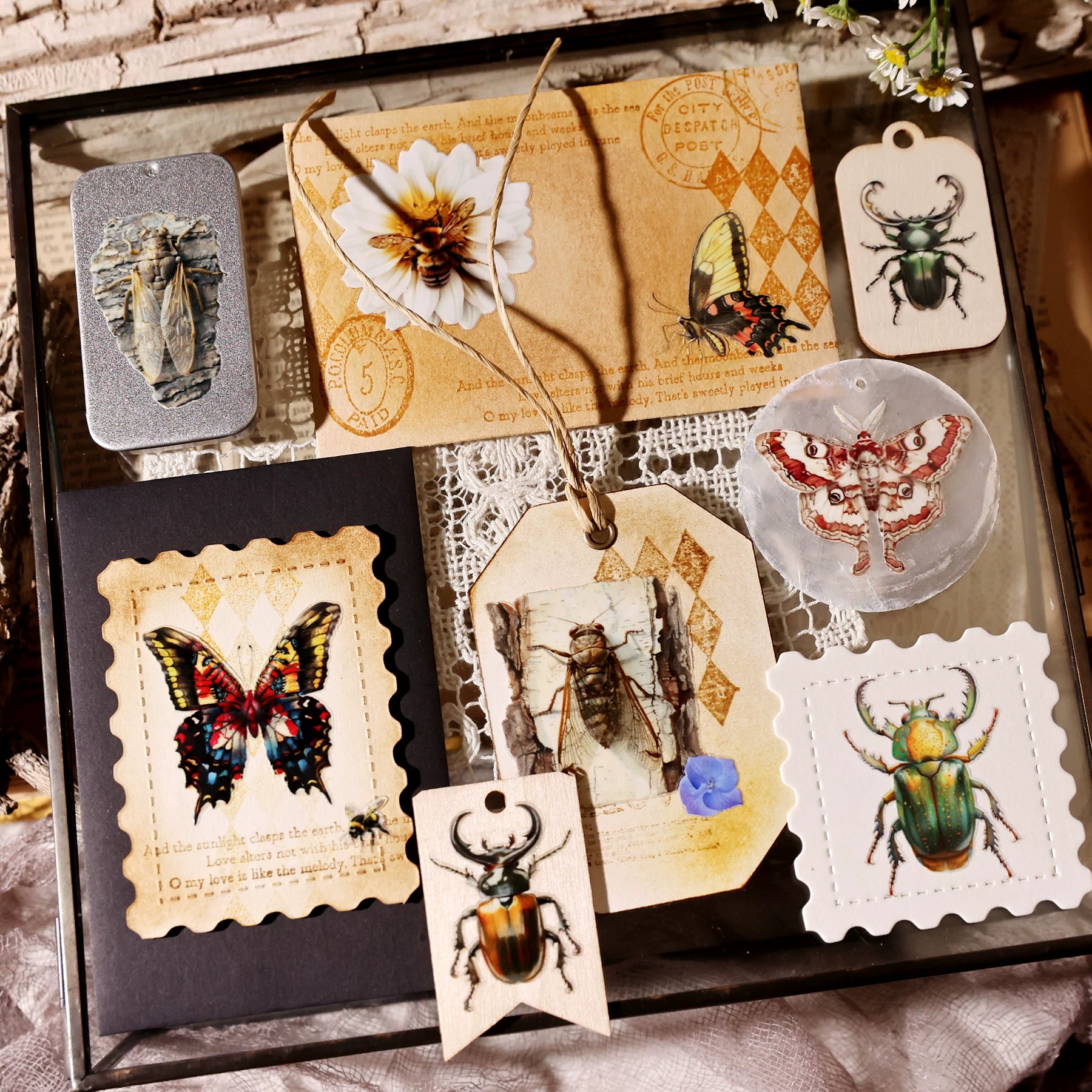 2 Sheets Waterproof Rub on Stickers - Insects