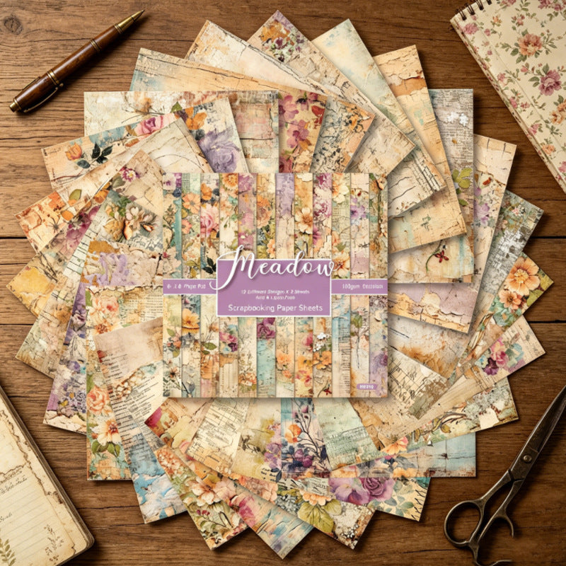6 Inch Distressed Botanical Scrapbook Paper Pad SKP2616