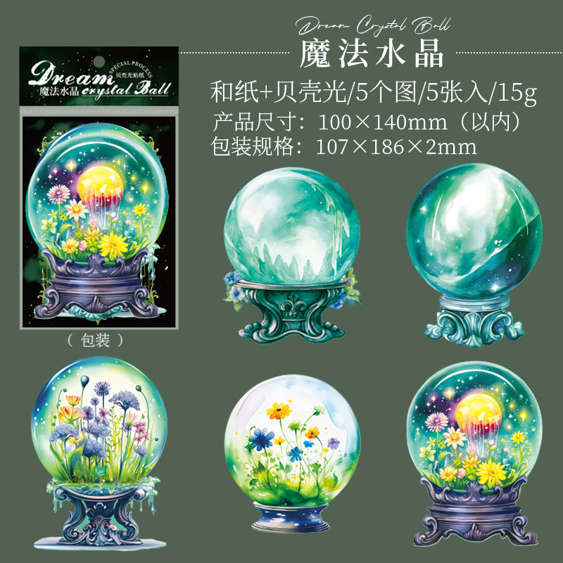 5 Pcs Crystal Ball PET Stickers MHSJ