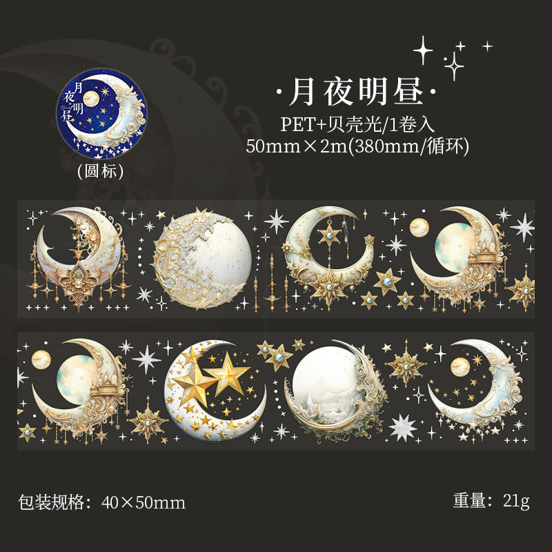 1 Roll Moon Themed PET Stickers YLDMM