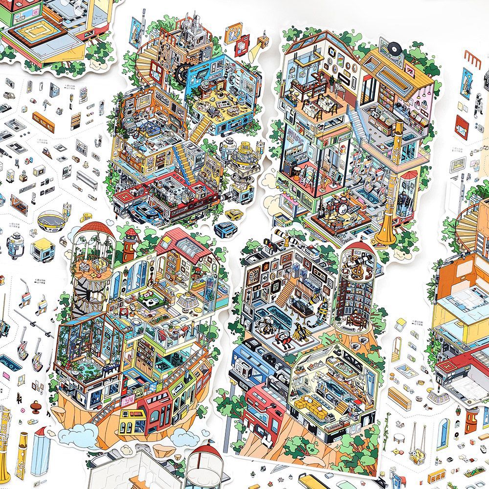 3D Shop House Scene DIY Stickers Kit JRYYZ38