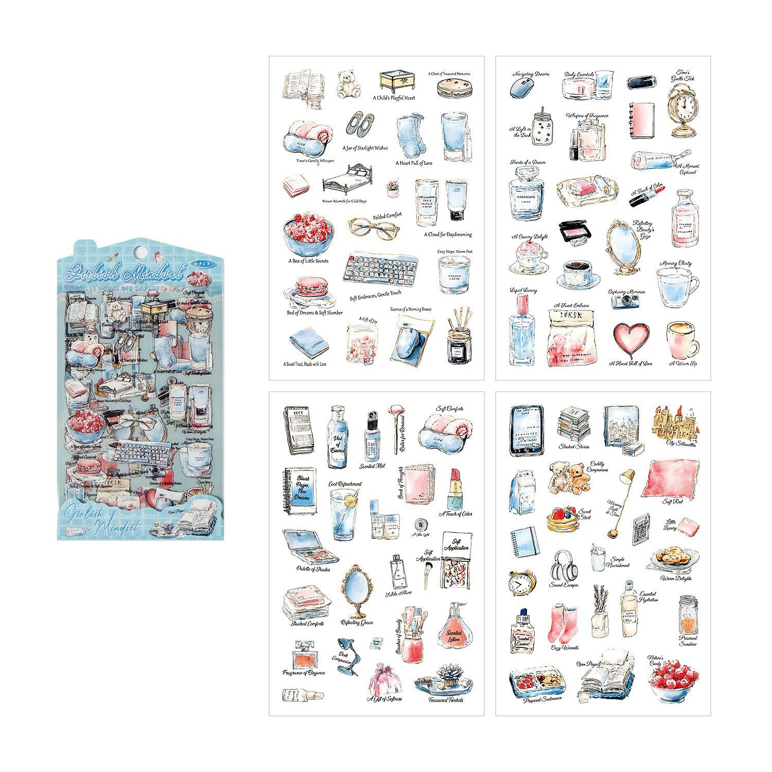 4 Pcs Everyday Journal PET Stickers - Mentality