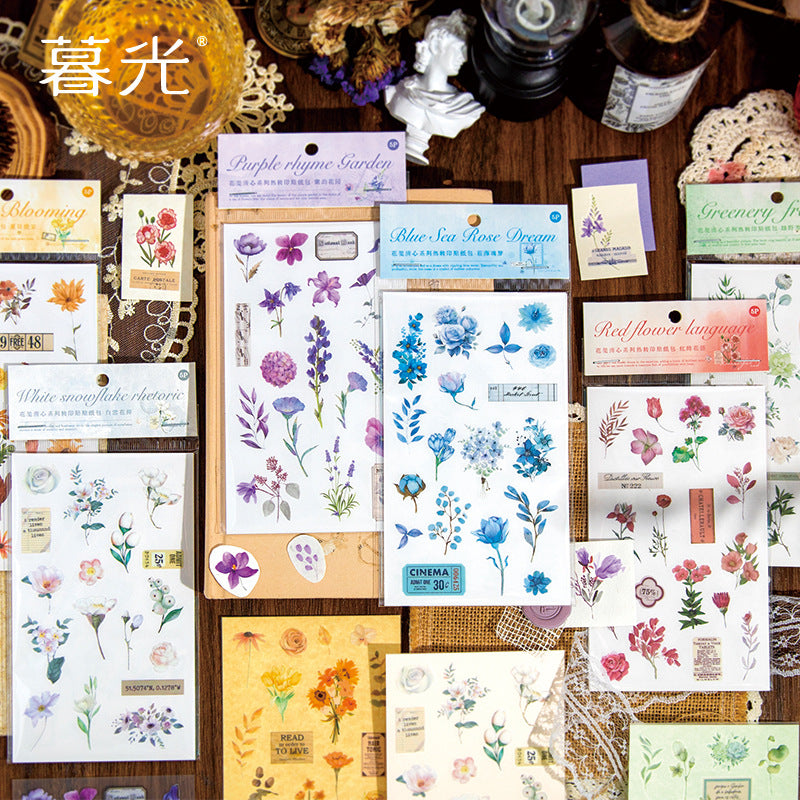 4 Sheets Flower Stickers and Transfer Stickers HJQX