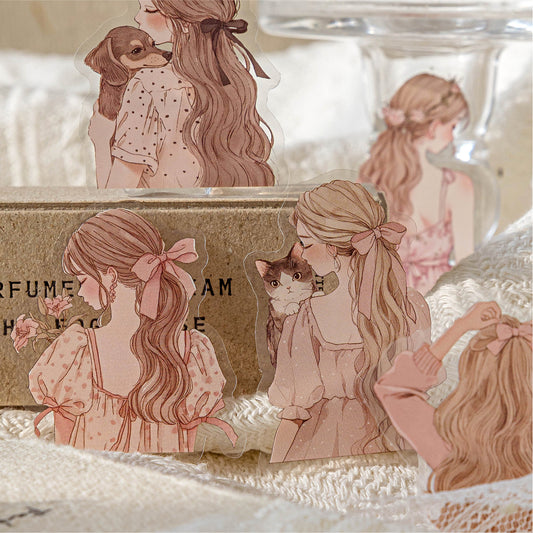 30Pcs Girl Turning Moment PET Stickers ZSSK