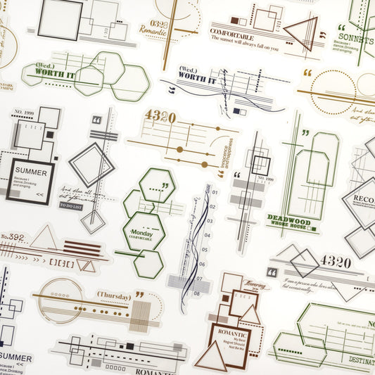 20 Pcs Geometric Themed PET Stickers JHJZ