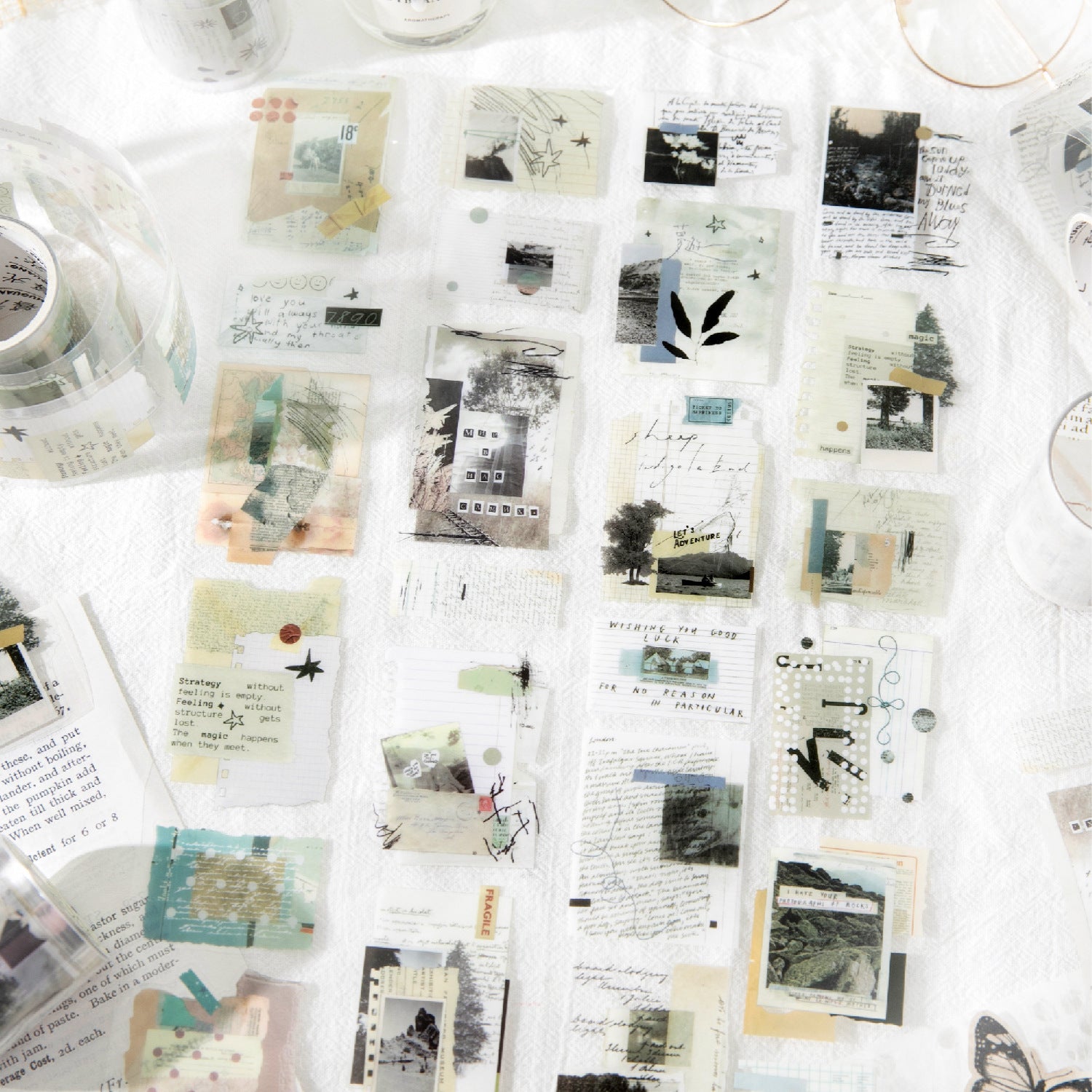 1 Roll Vintage Collage PET Stickers Tape ZYSKY