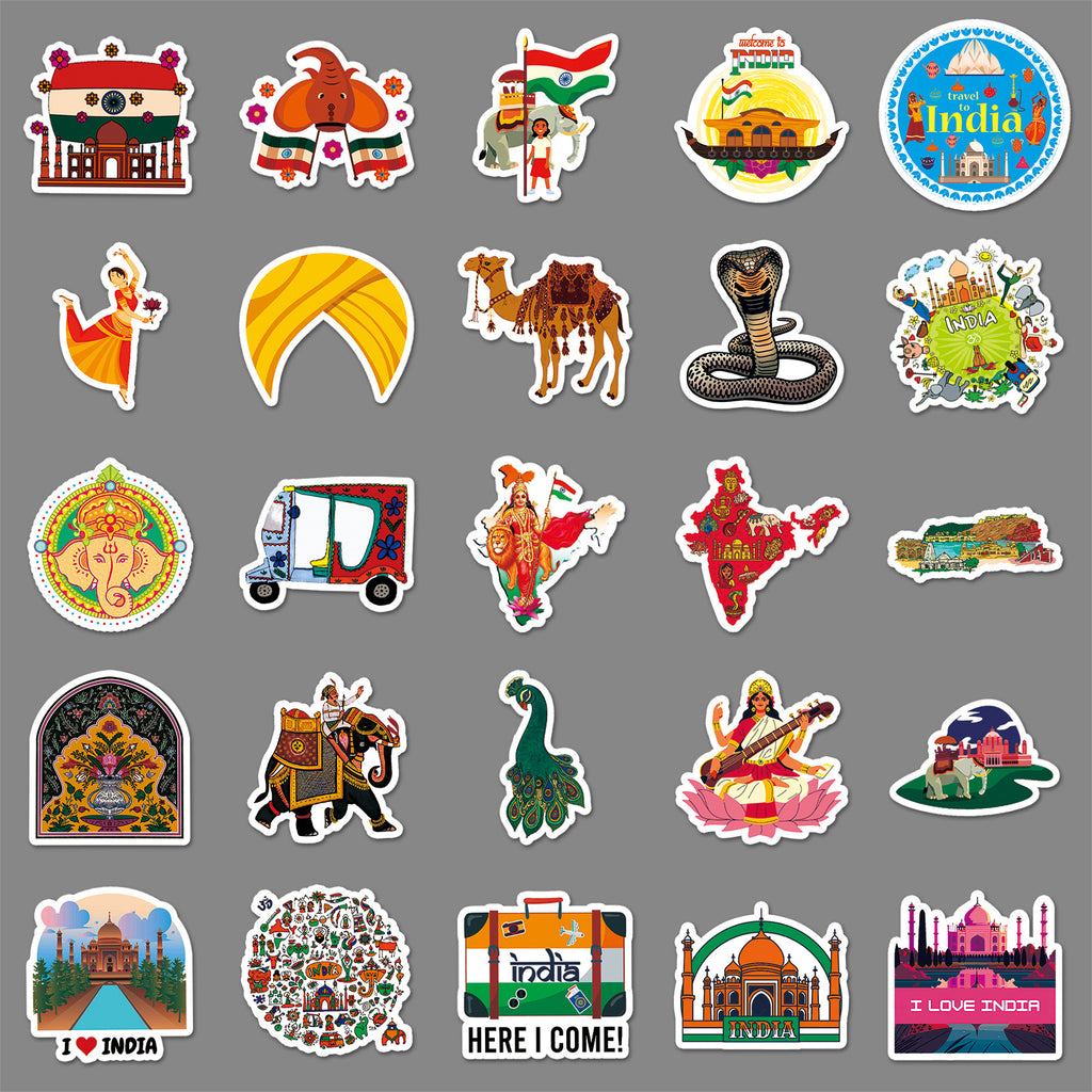 50Pcs India Travel Vinyl Stickers TRV03