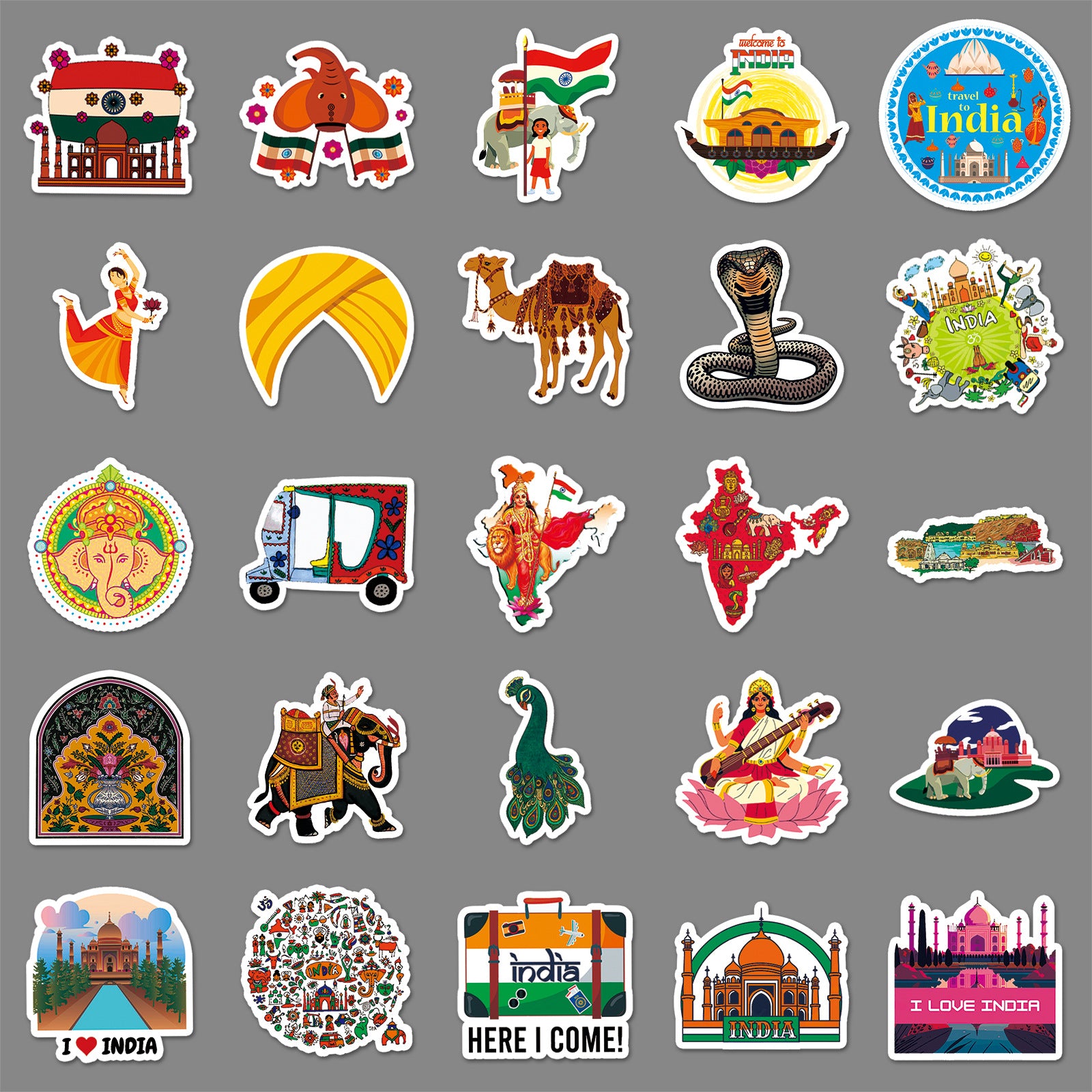 50Pcs India Travel Vinyl Stickers TRV03