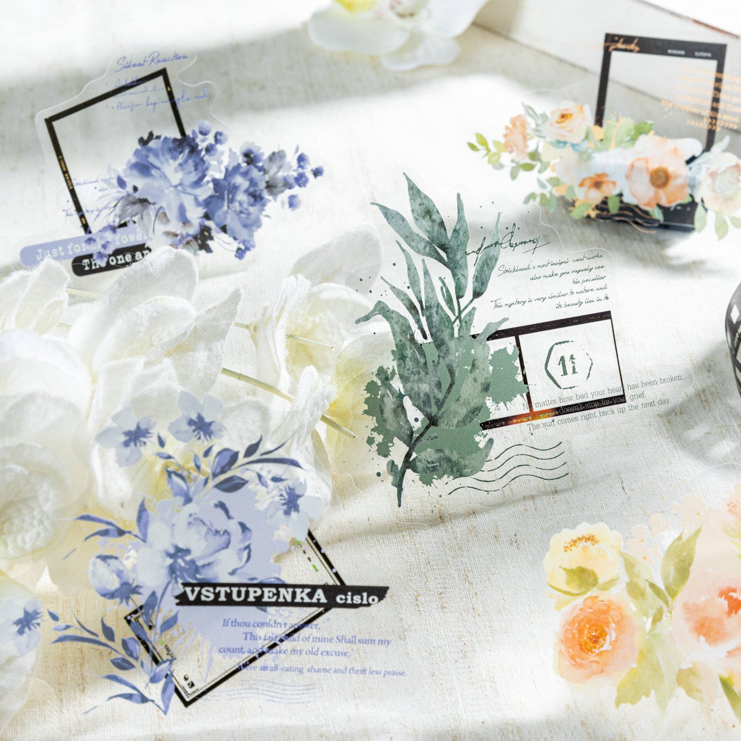 10 Pcs Flower Film PET Stickers ZWDYY