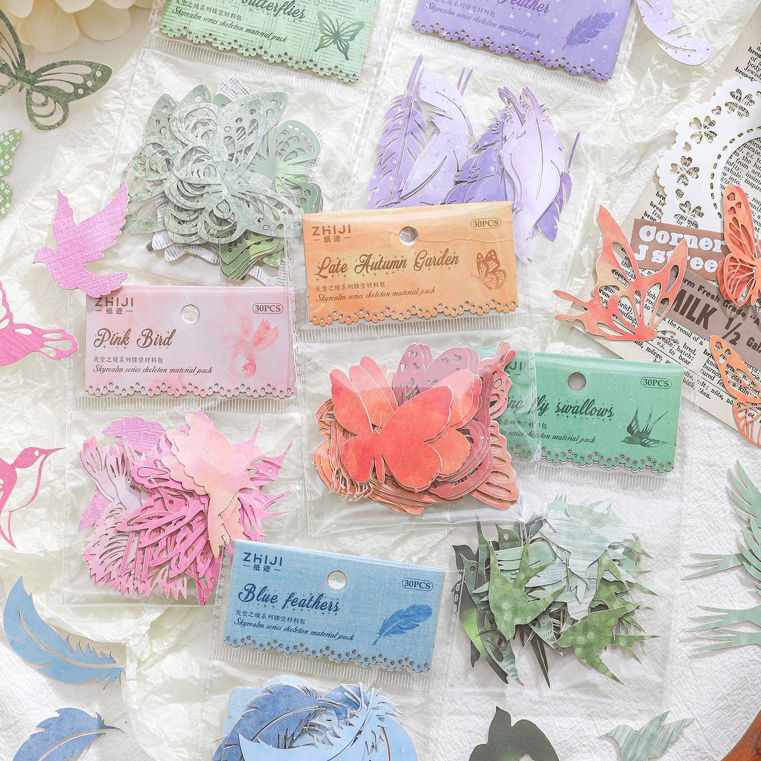 30 Pcs Hollow Cutout Scrapbook Paper TKZJ