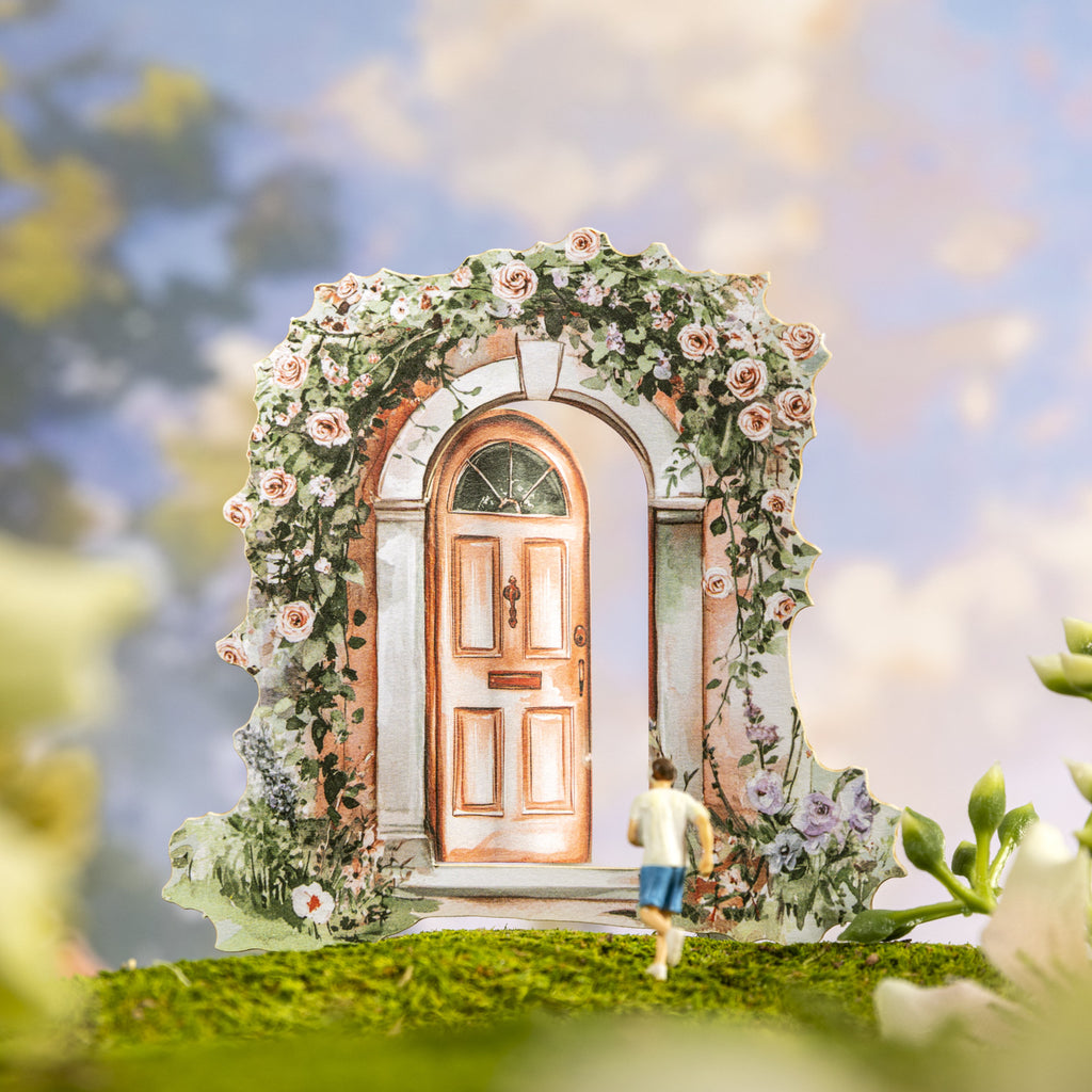 10 Pcs Floral Wooden Door Cardstock Stickers RYMX