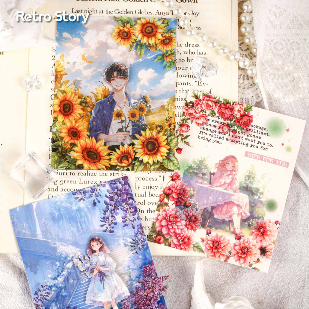 20 Pcs Flower Corner PET Stickers HJXL