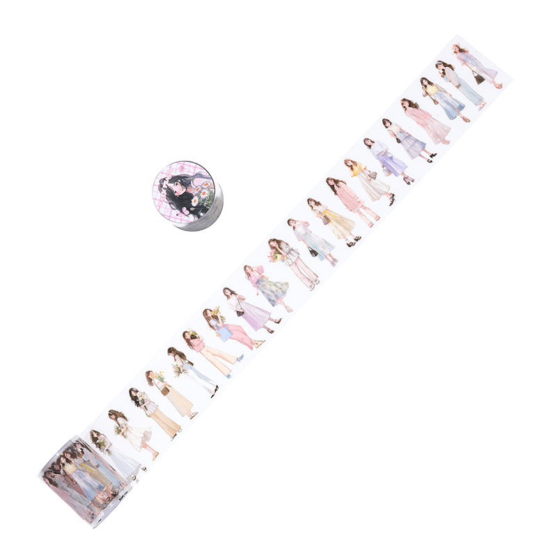 1 Roll Pre-cut Fashion Girl Washi Tape Stickers SHRC