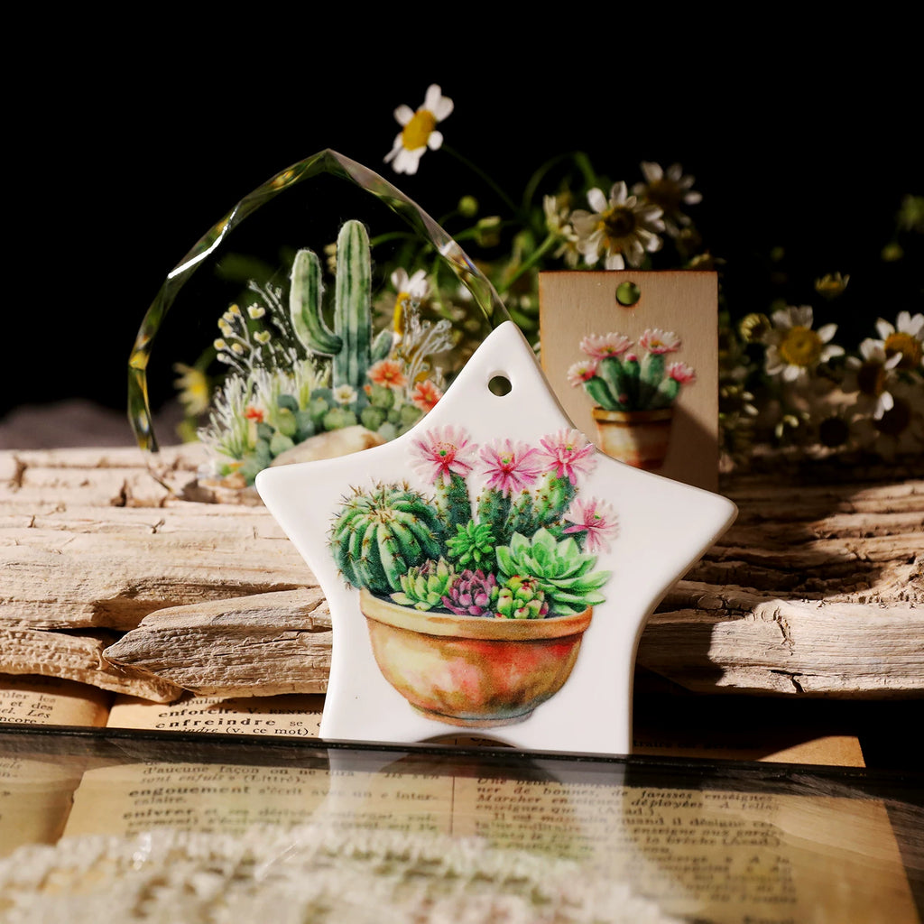2 Sheets Waterproof Rub on Stickers - Cactus