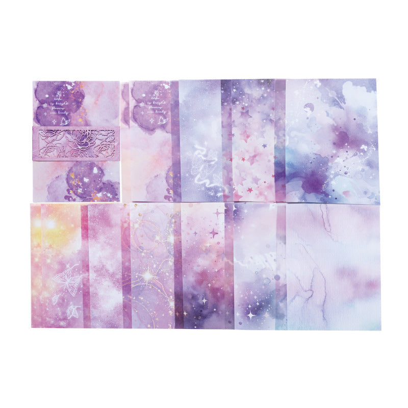 20 Pcs Aquarelle Dreamland Mixed Paper Pack - Purple