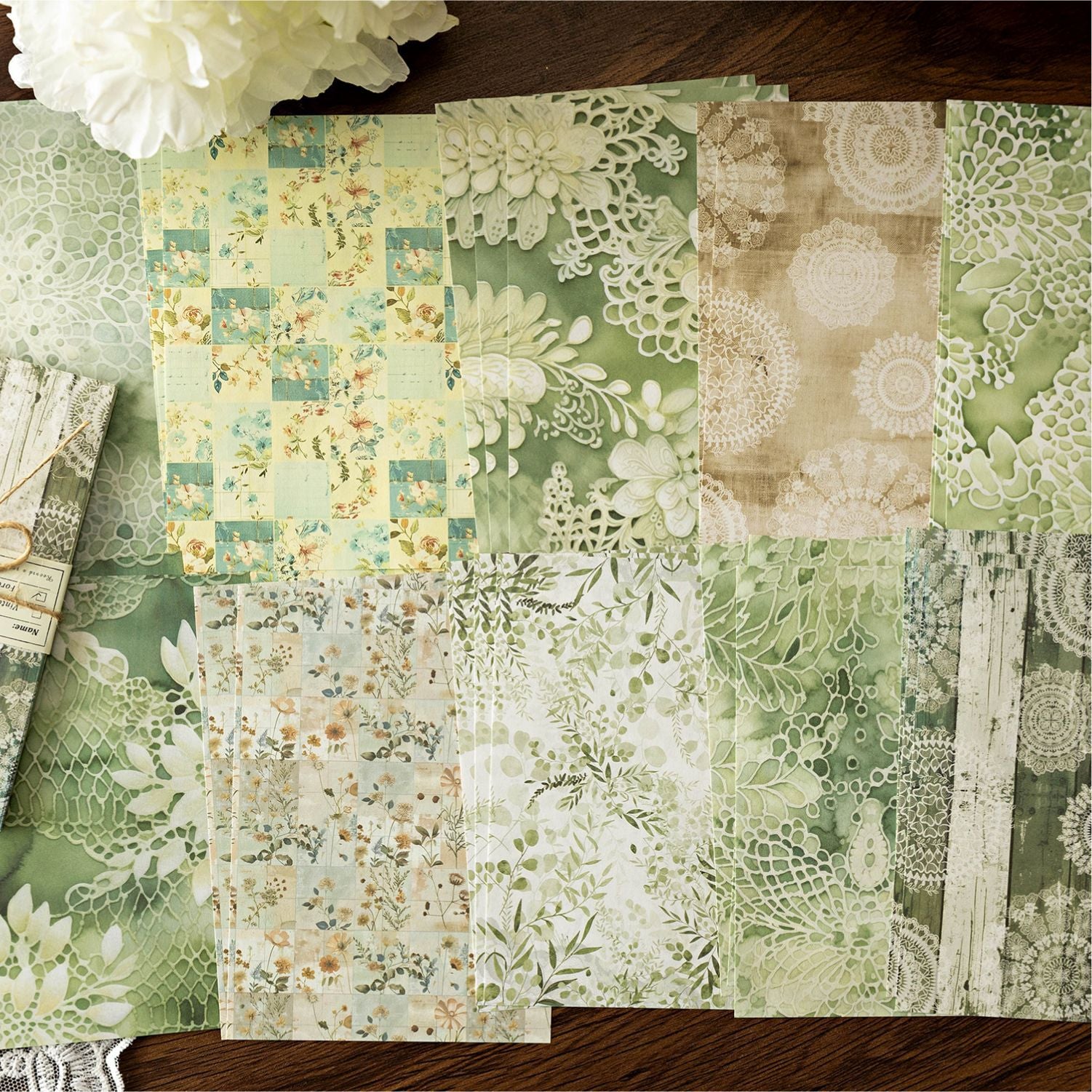 30 Pcs Vintage Floral Scrapbook Paper HQWS