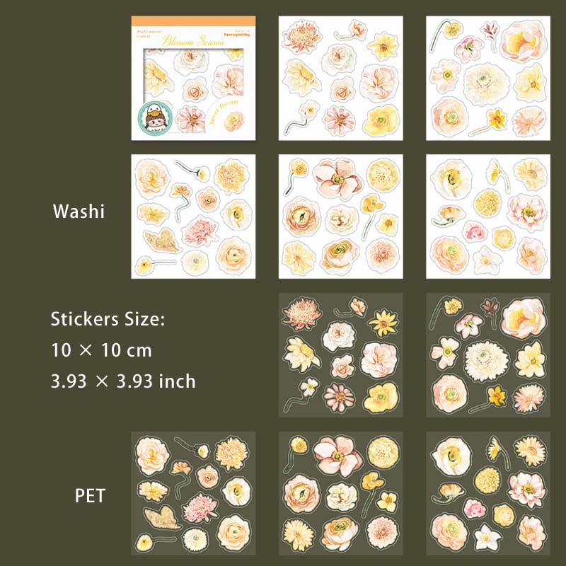 10 Sheets Flower PET Stickers Book HJTM