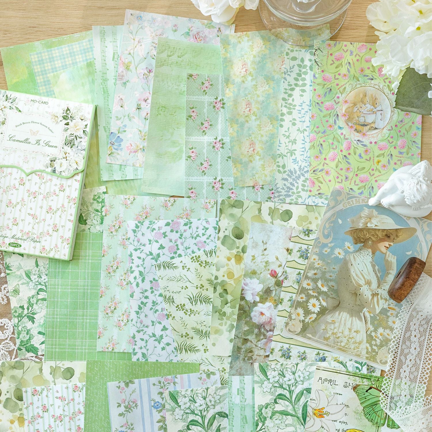 50 Pcs Basic Floral Scrapbook Paper QFHJ