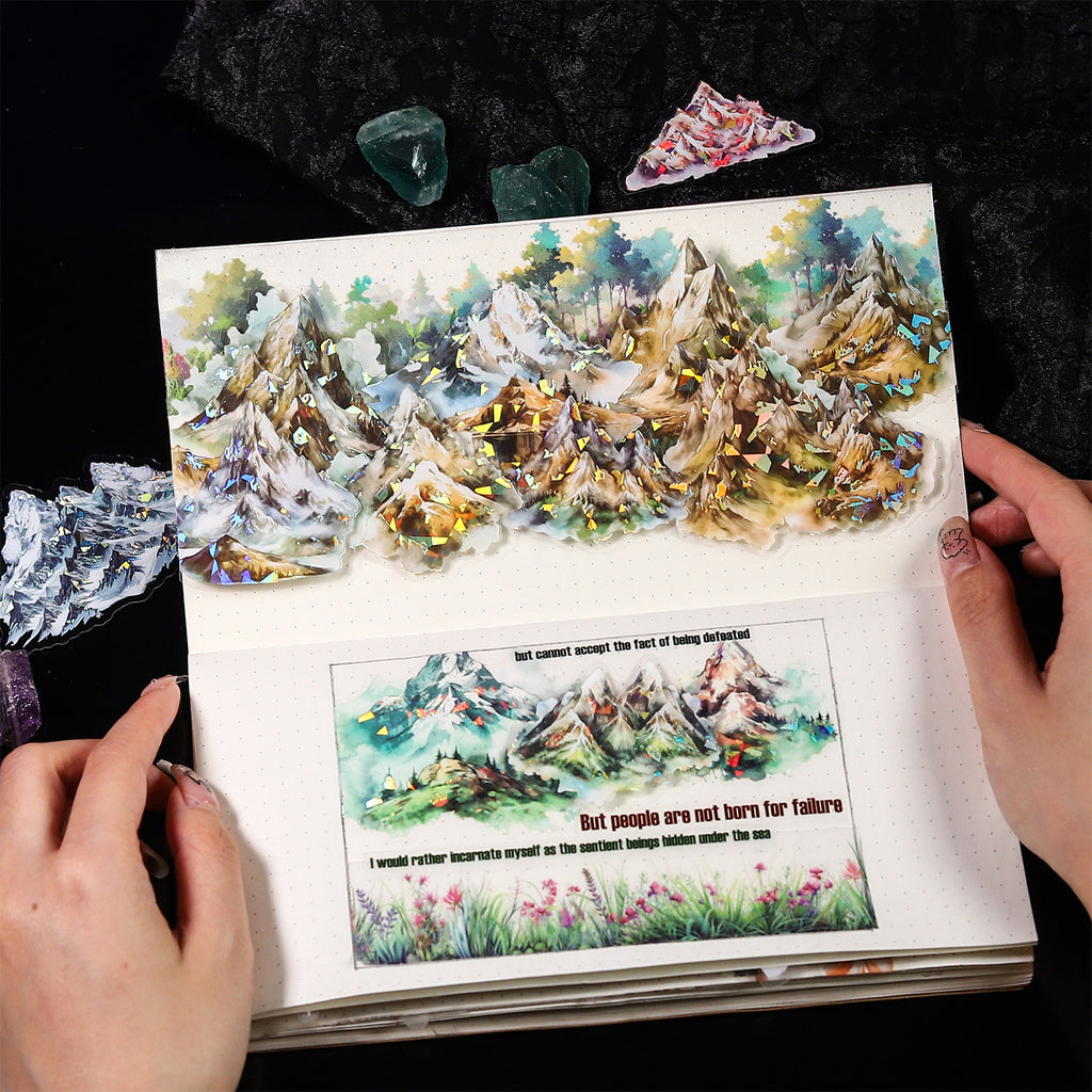10 Pcs Glitter PET Mountain Stickers SDNB