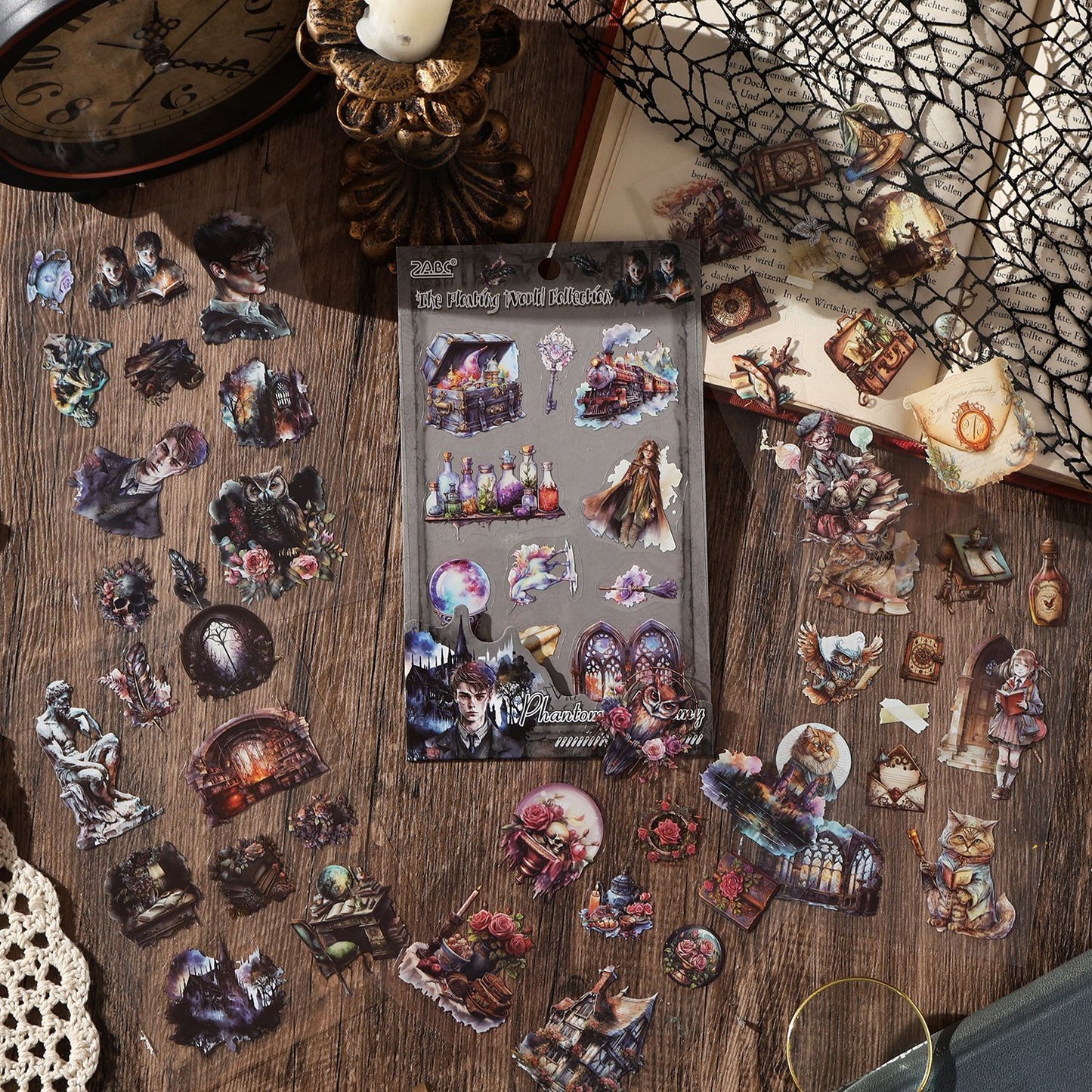 6 Sheets Vintage PET Stickers FSJC