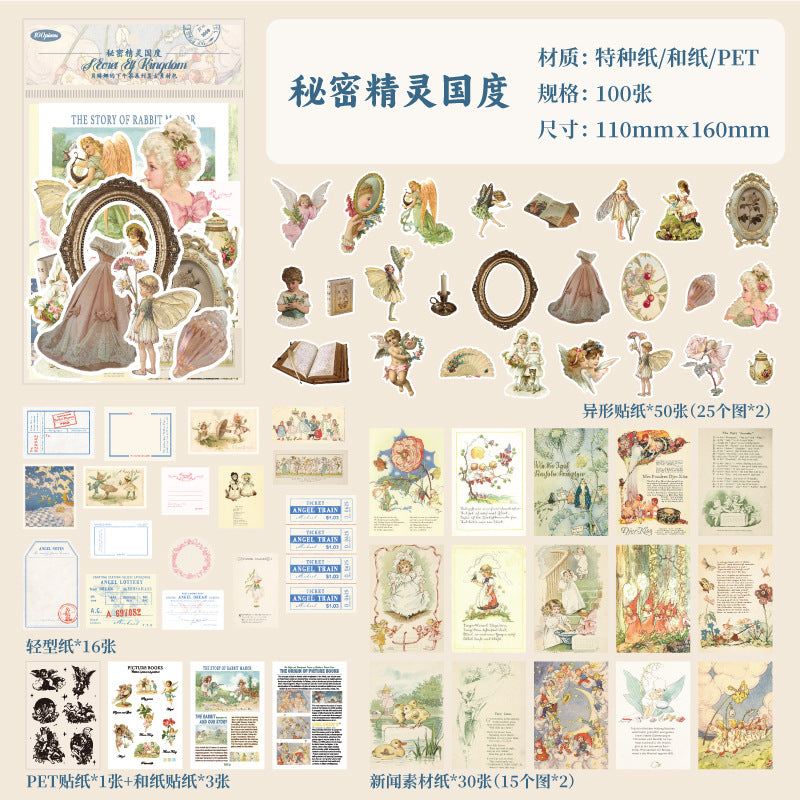 100 Pcs Junk Journal Supplies Kit BLNXWC