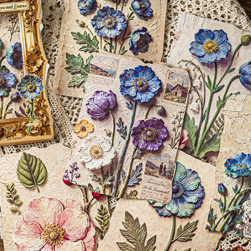 10 Pcs Vintage Botanical Embossed Paper THXY