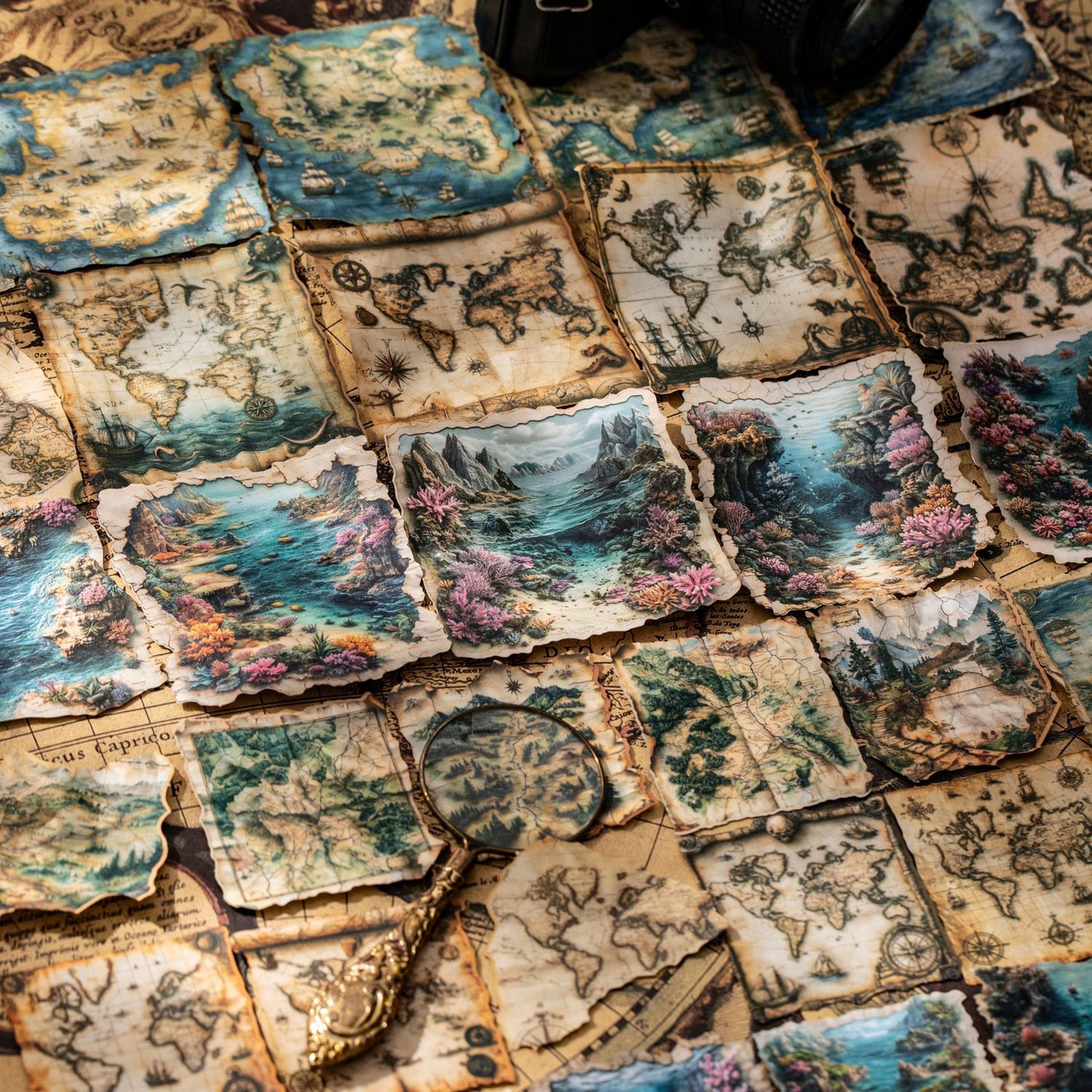 10 Pcs Vintage Map Journal Stickers TXRJ