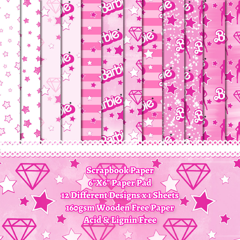 6 inch Pink Barbie Scrapbook Paper Pad PA311