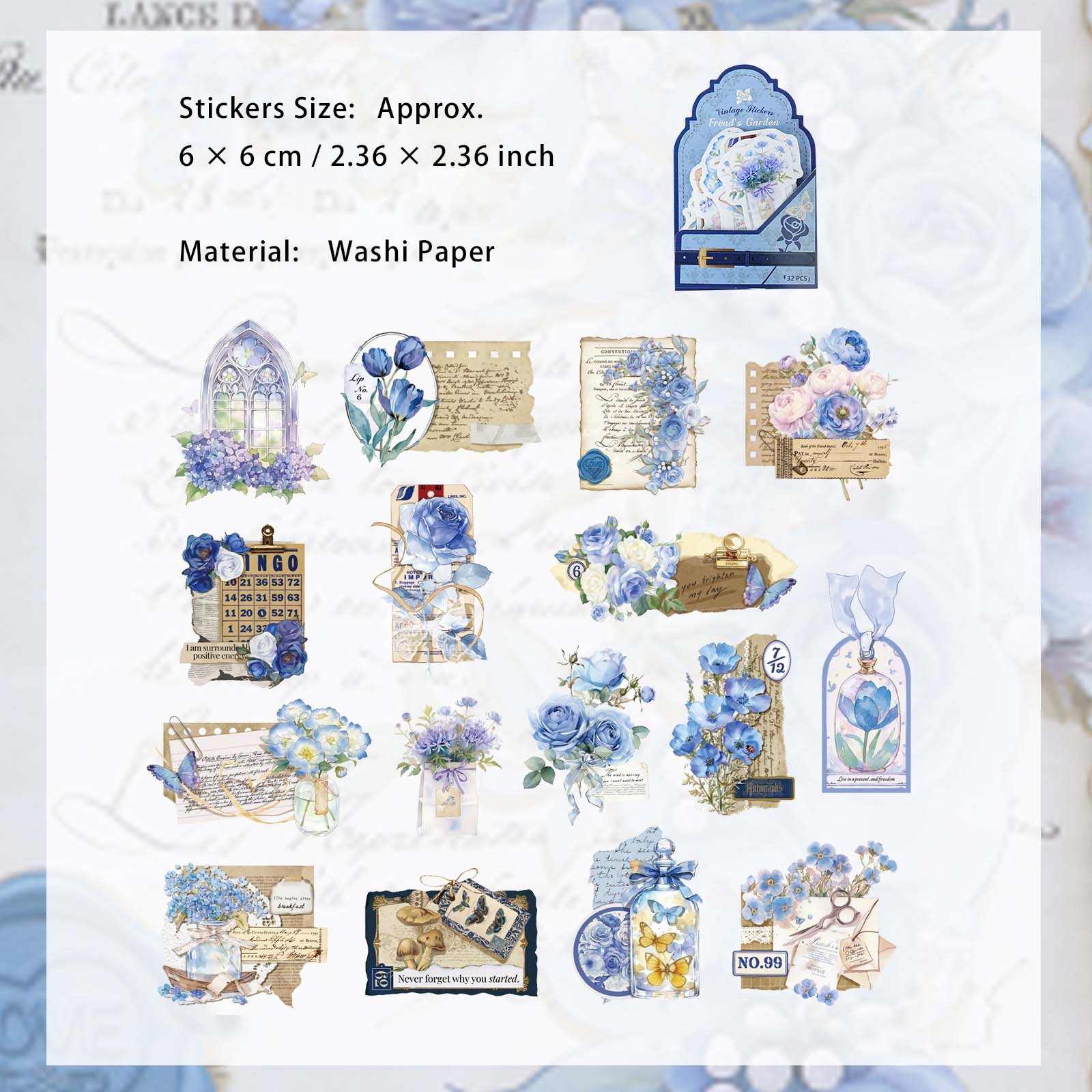 32 Pcs Floral Collage Stickers FLYDHY