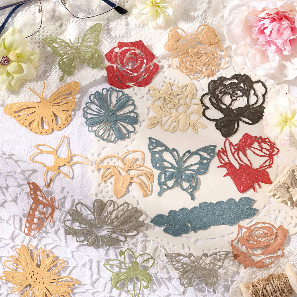 10 Pcs Flower Butterfly Cutout Paper HYQM