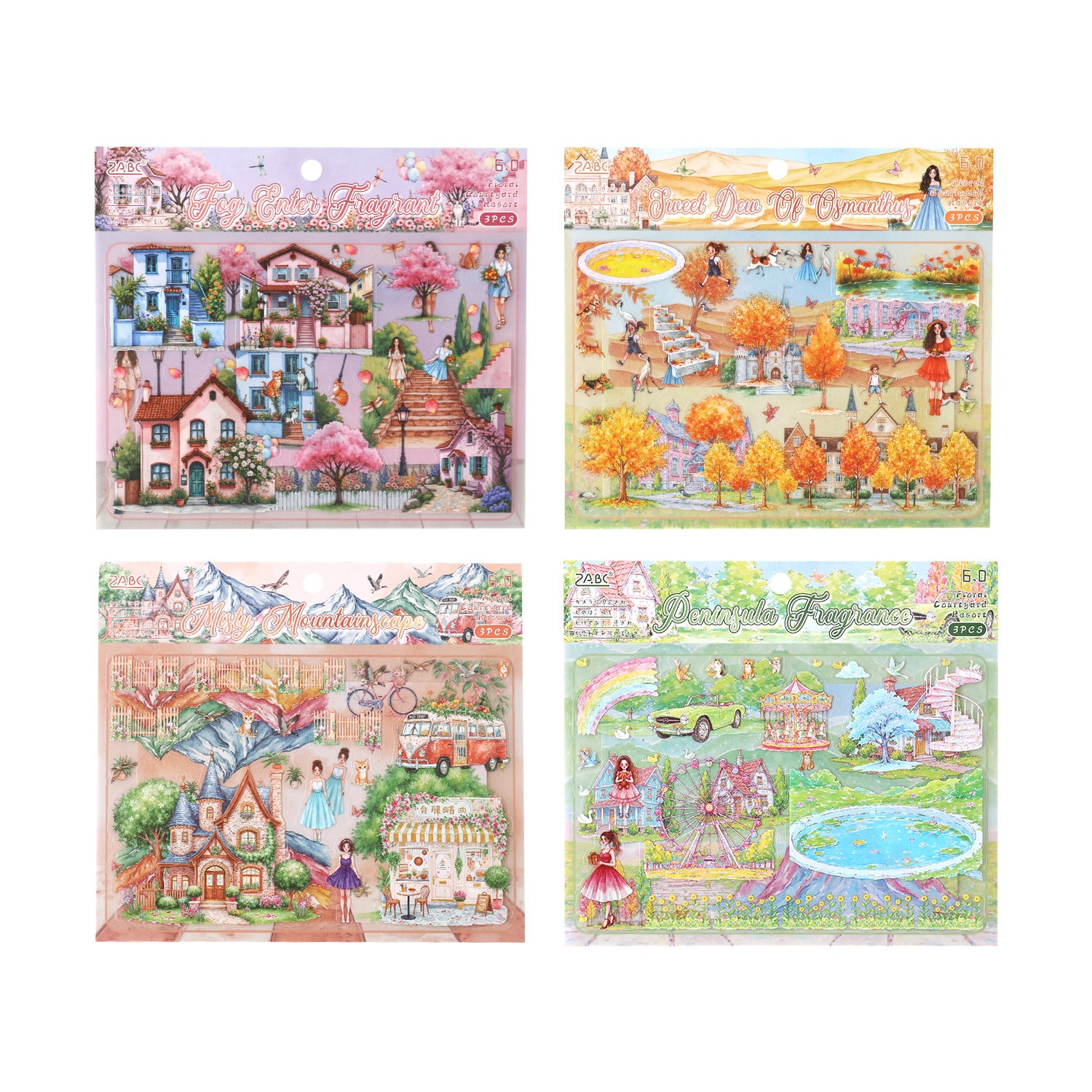 Fantasy Garden Manor Scene DIY Stickers Kit HYTL