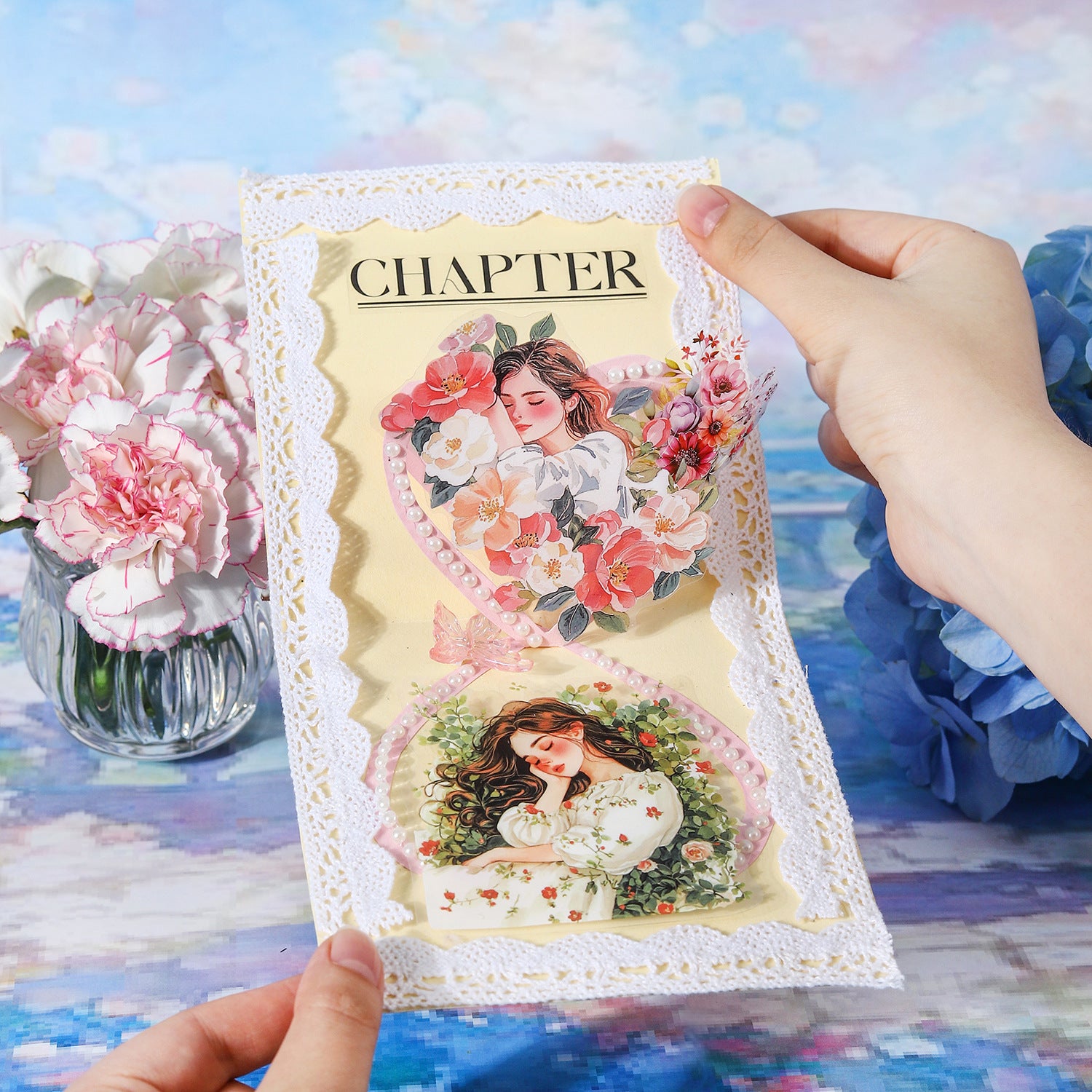 6 Pcs Floral Girl PET Stickers YBXHMH