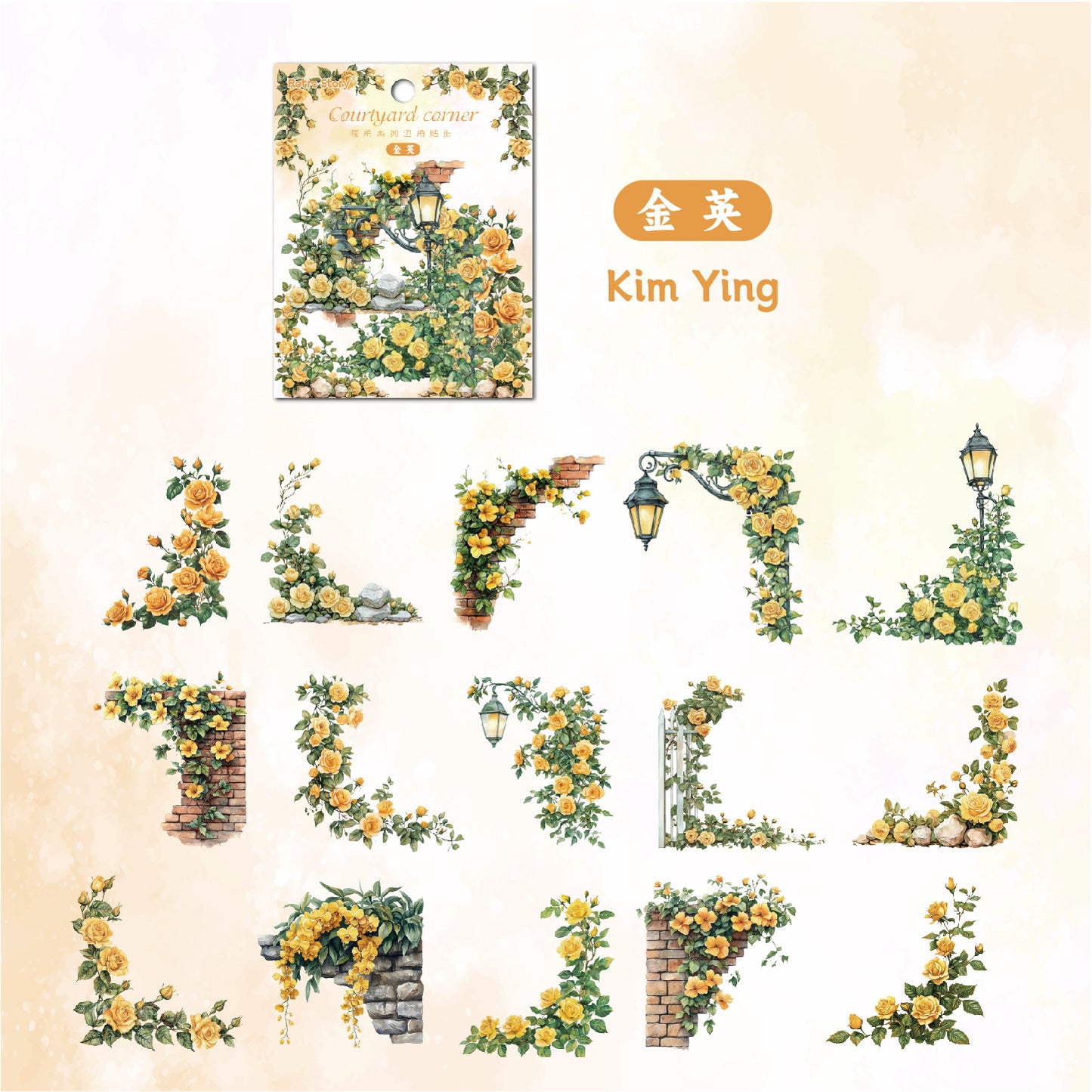 30 Pcs Floral Corner PET Stickers YJXL