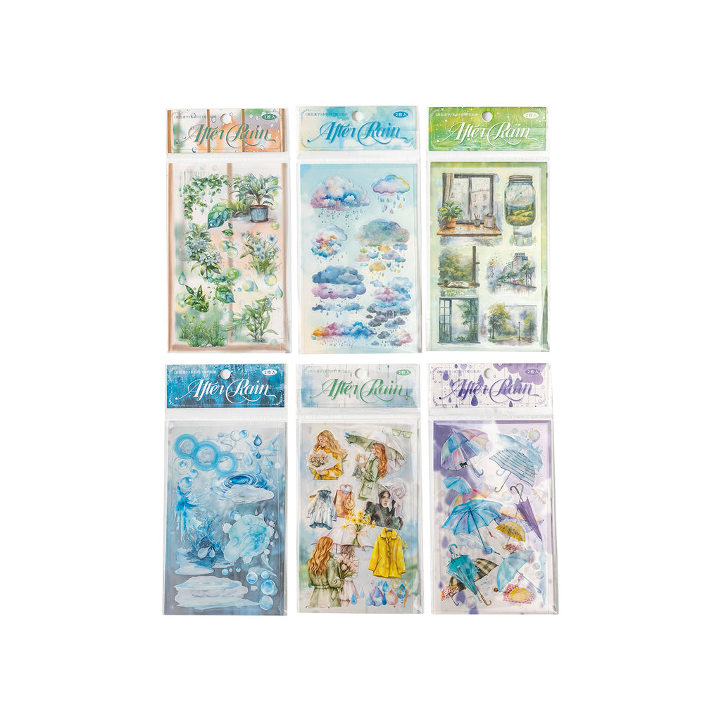 2 Sheets Rainny Theme PET Stickers YHQN
