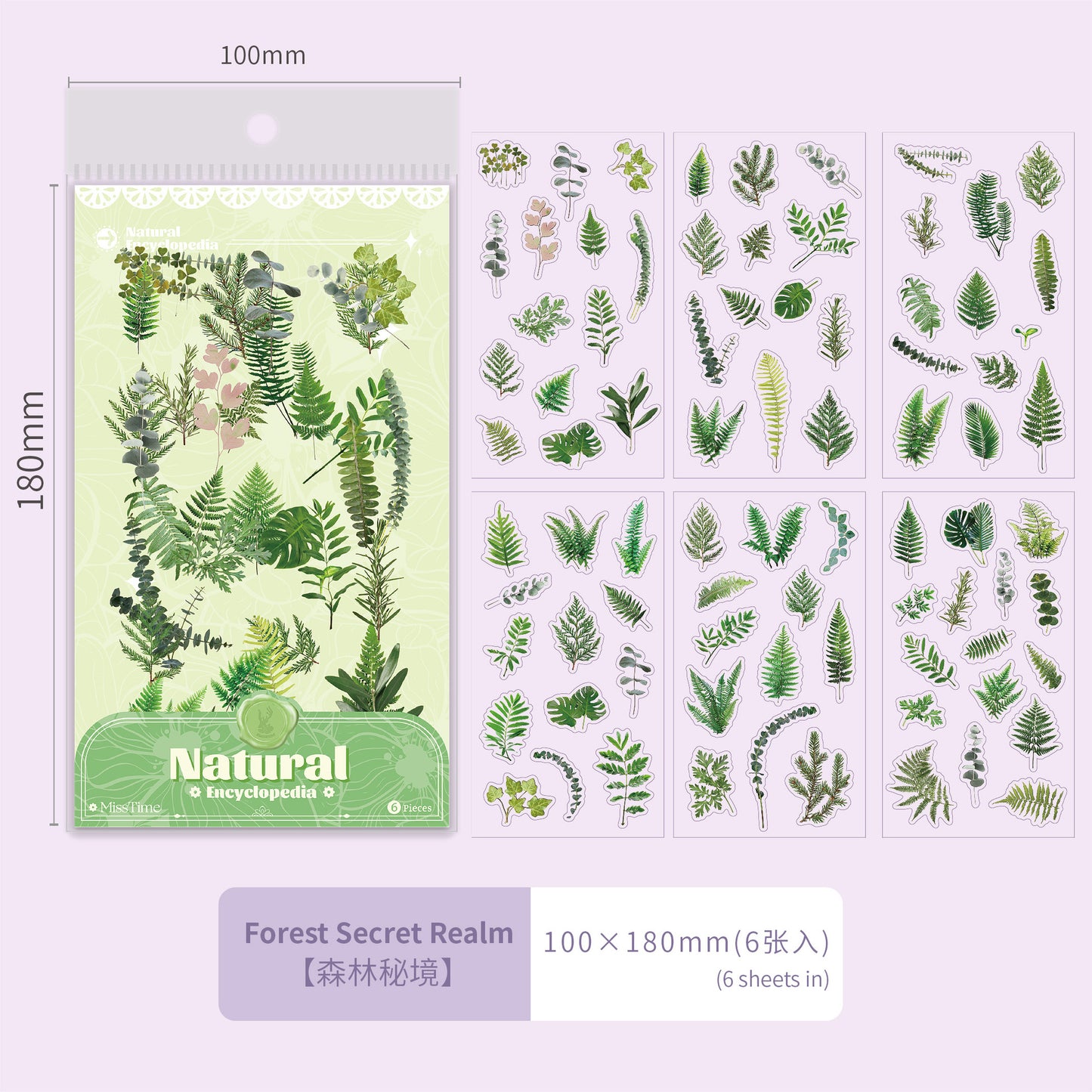 6 Shhets PET Flower Botanical Stickers ZRTJ