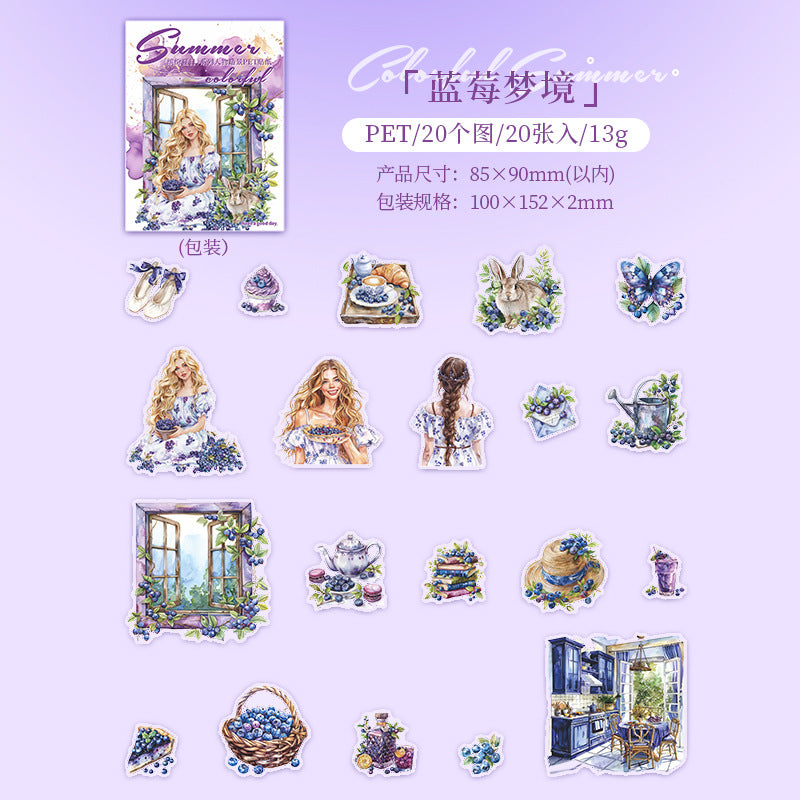 20 Pcs Summer PET Stickers BFXR