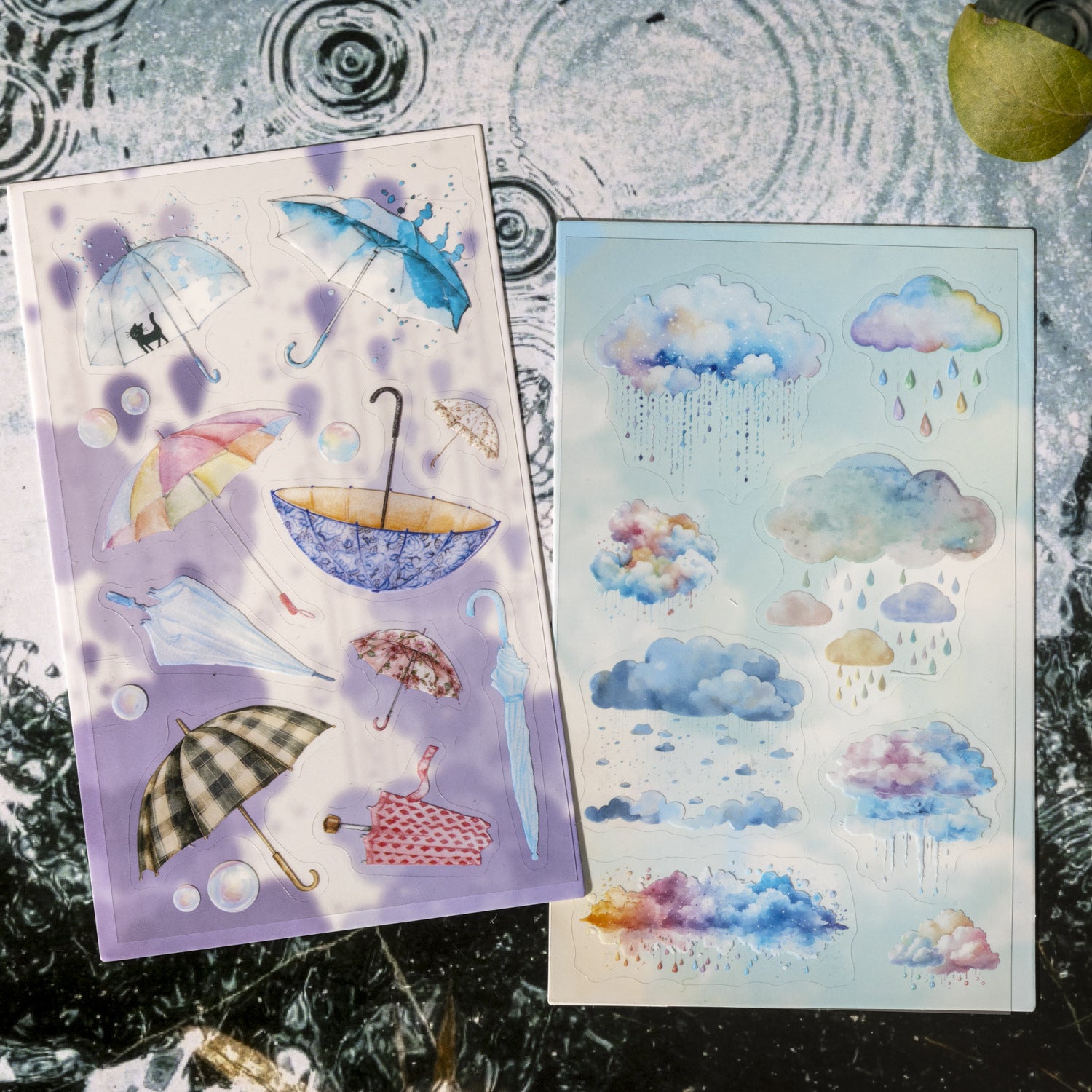 2 Sheets Rainny Theme PET Stickers YHQN