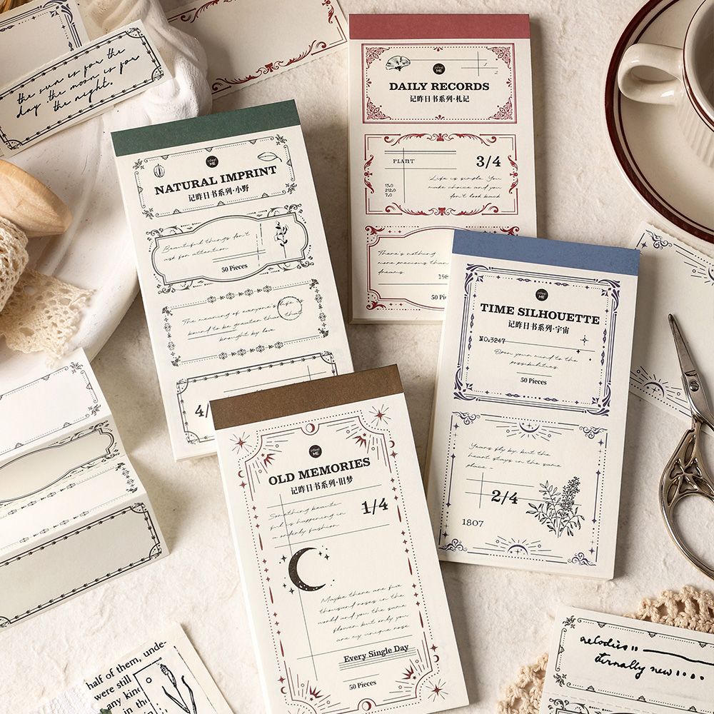 50 Pcs Vintage Notepad Paper JZRS