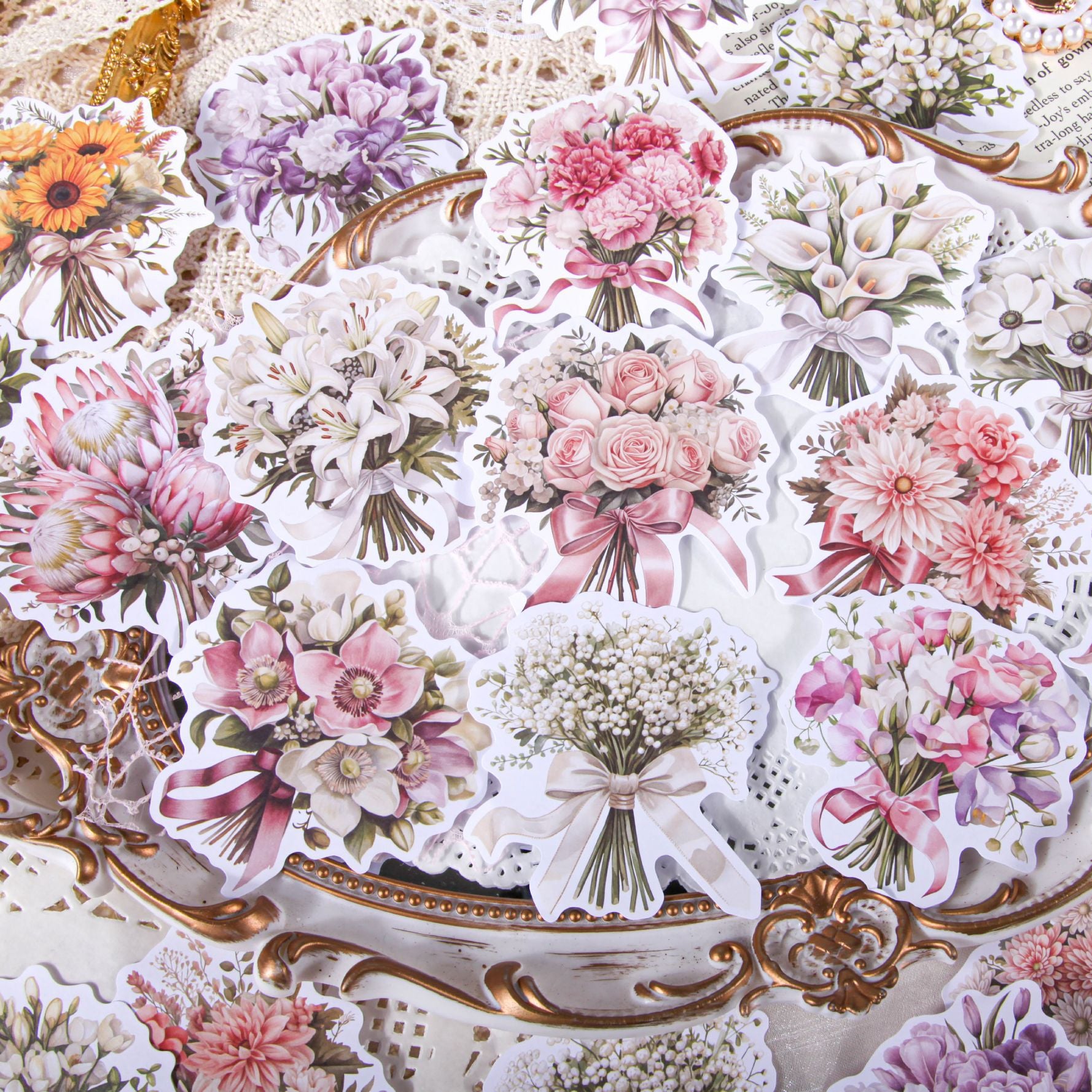 10 Pcs Bouquet Flower Scrapbook Paper SPHX